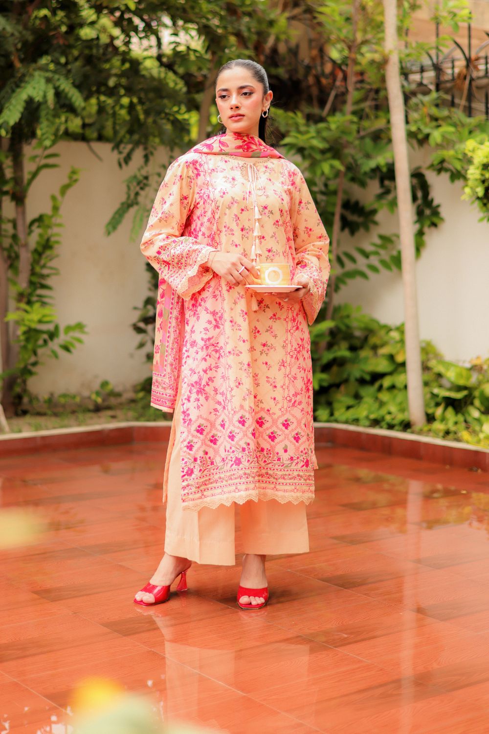US-3PC-1003 - Printed Lawn Suit - Unstitched