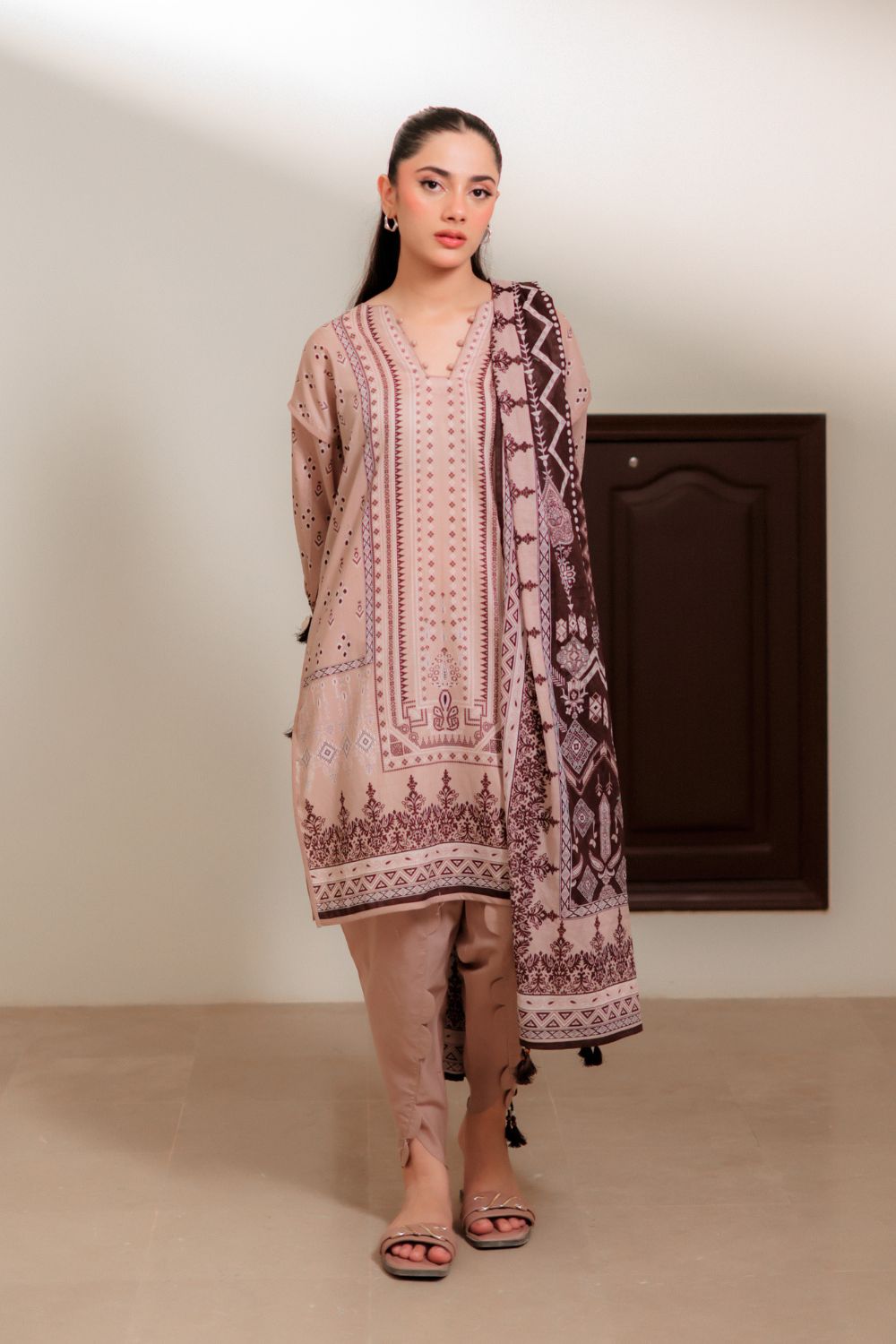 US-3PC-1036 - Printed Lawn Suit - Unstitched