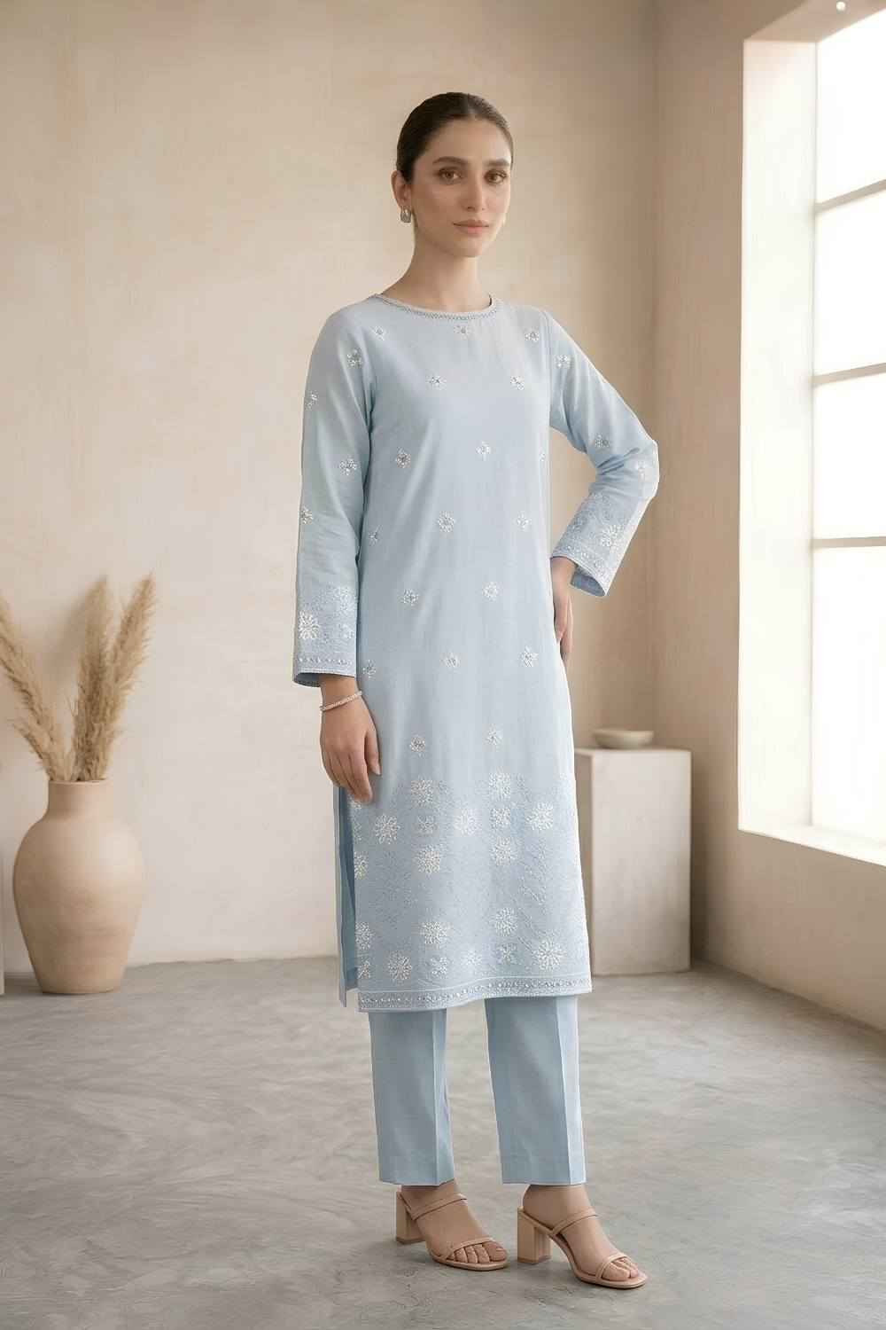 US-2PCS-1057 - Embroidered Lawn Suit - Unstitched