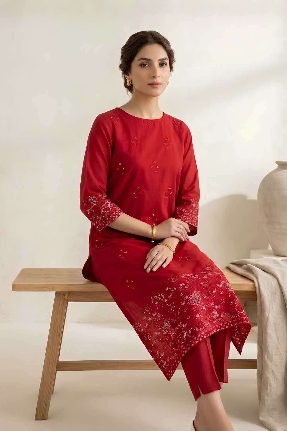 US-2PCS-1056 - Embroidered Lawn Suit - Unstitched