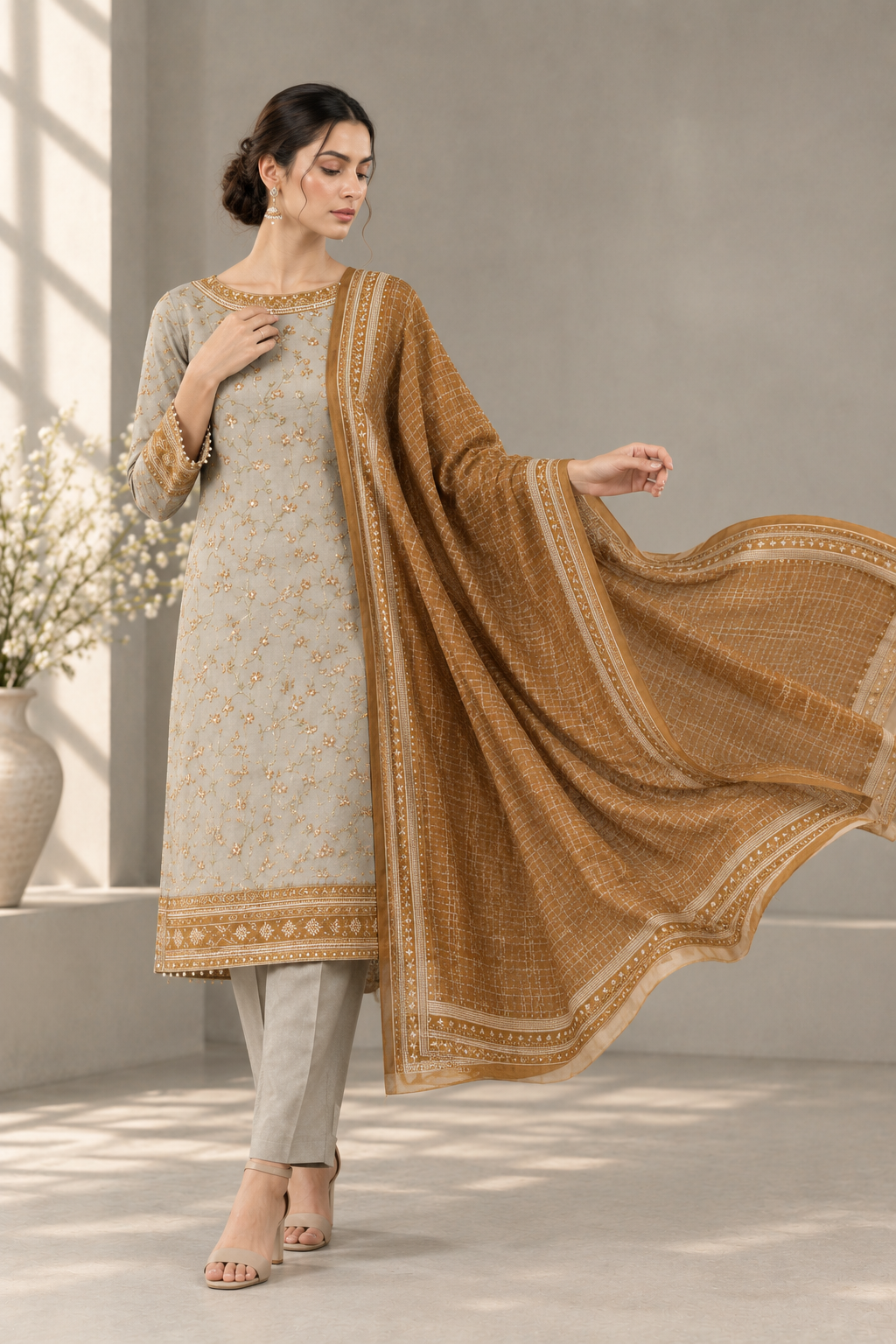 US-3PC-1046 - Khaddar Printed - Unstitched