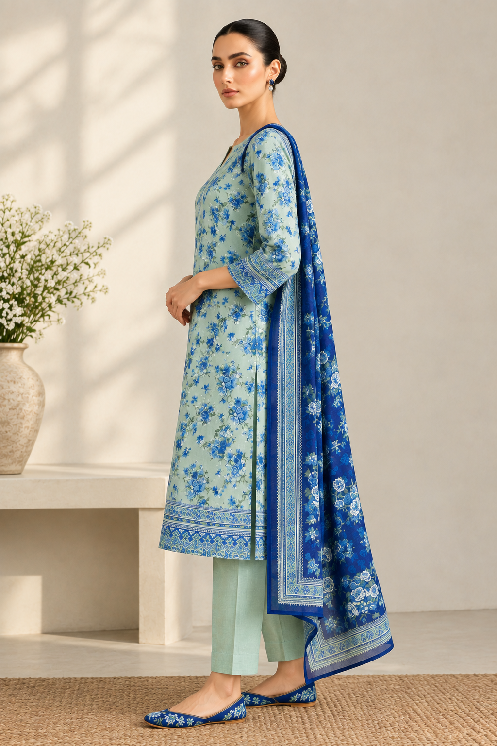 US-3PC-1047 - Khaddar Printed - Unstitched