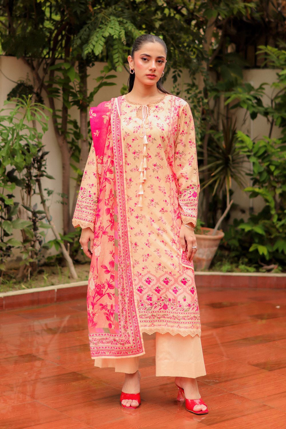 US-3PC-1003 - Printed Lawn Suit - Unstitched