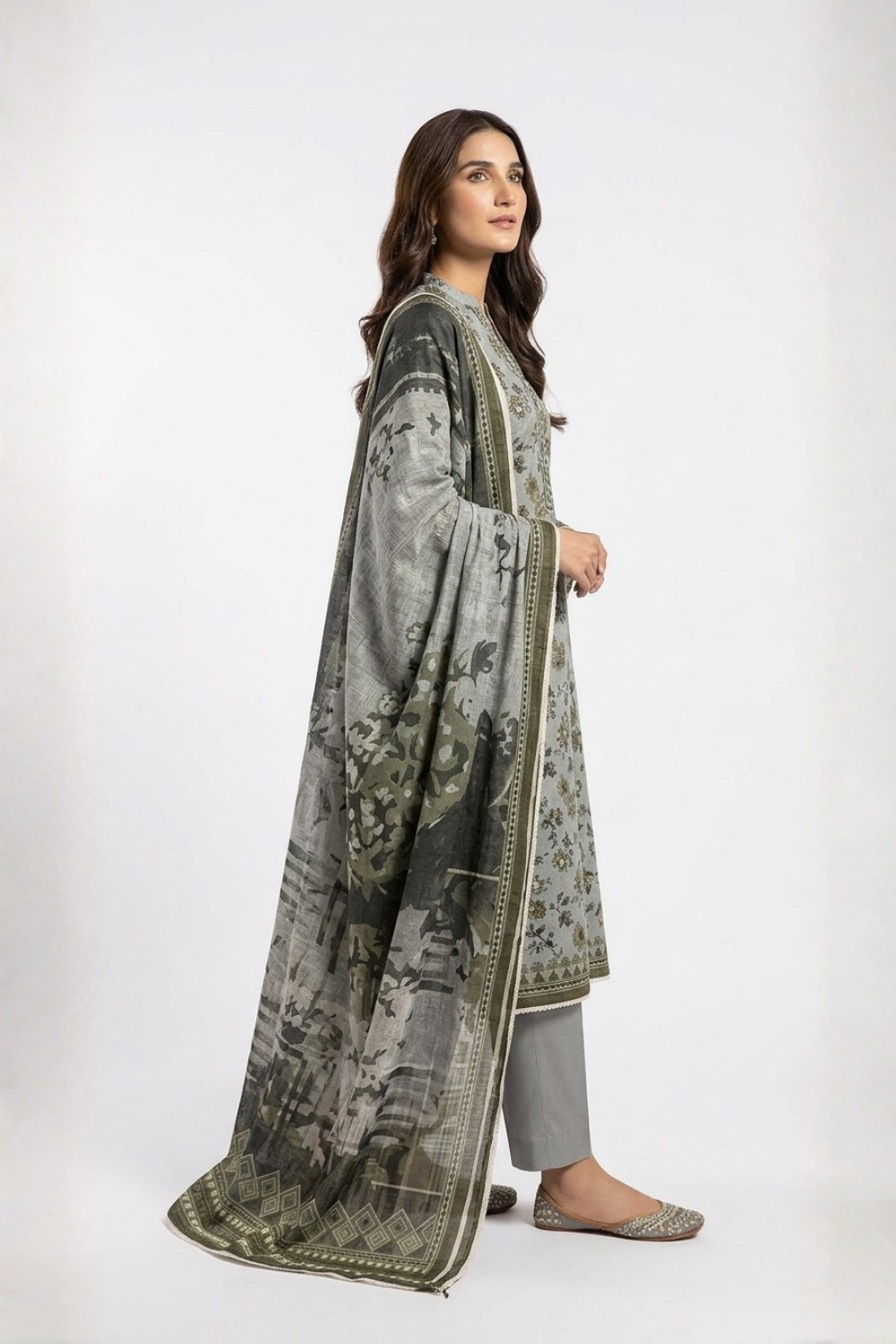 US-3PC-1011 - Printed Lawn Suit - Unstitched