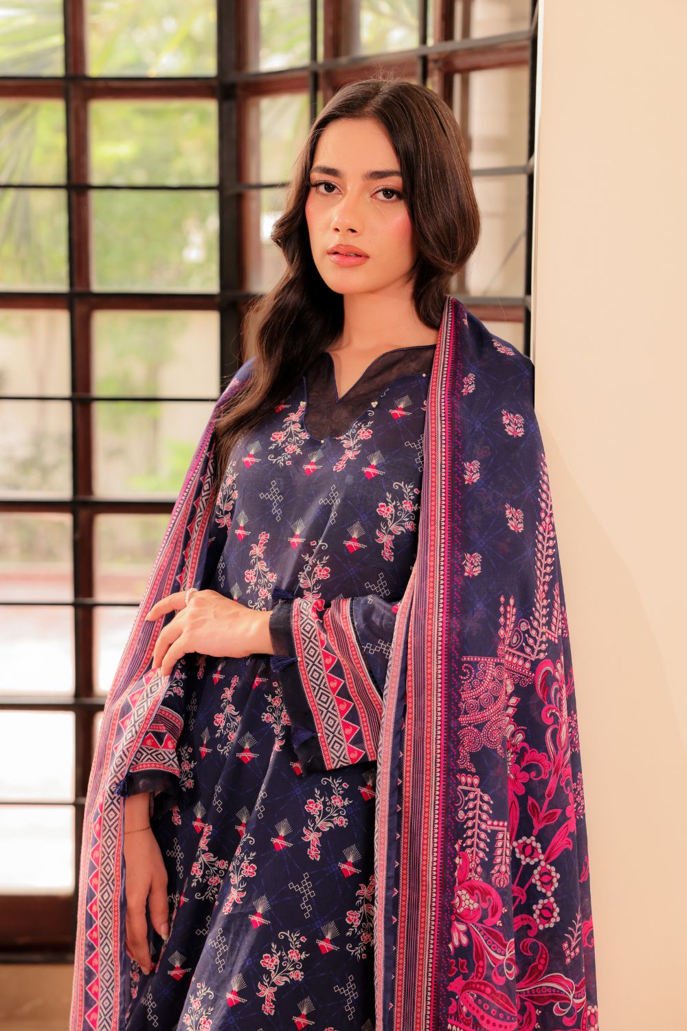 US-3PC-1024 - Printed Lawn Suit - Unstitched