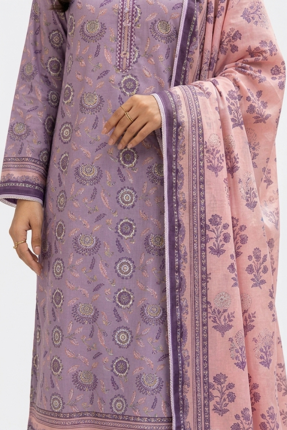 US-3PC-1013 - Printed Lawn Suit - Unstitched