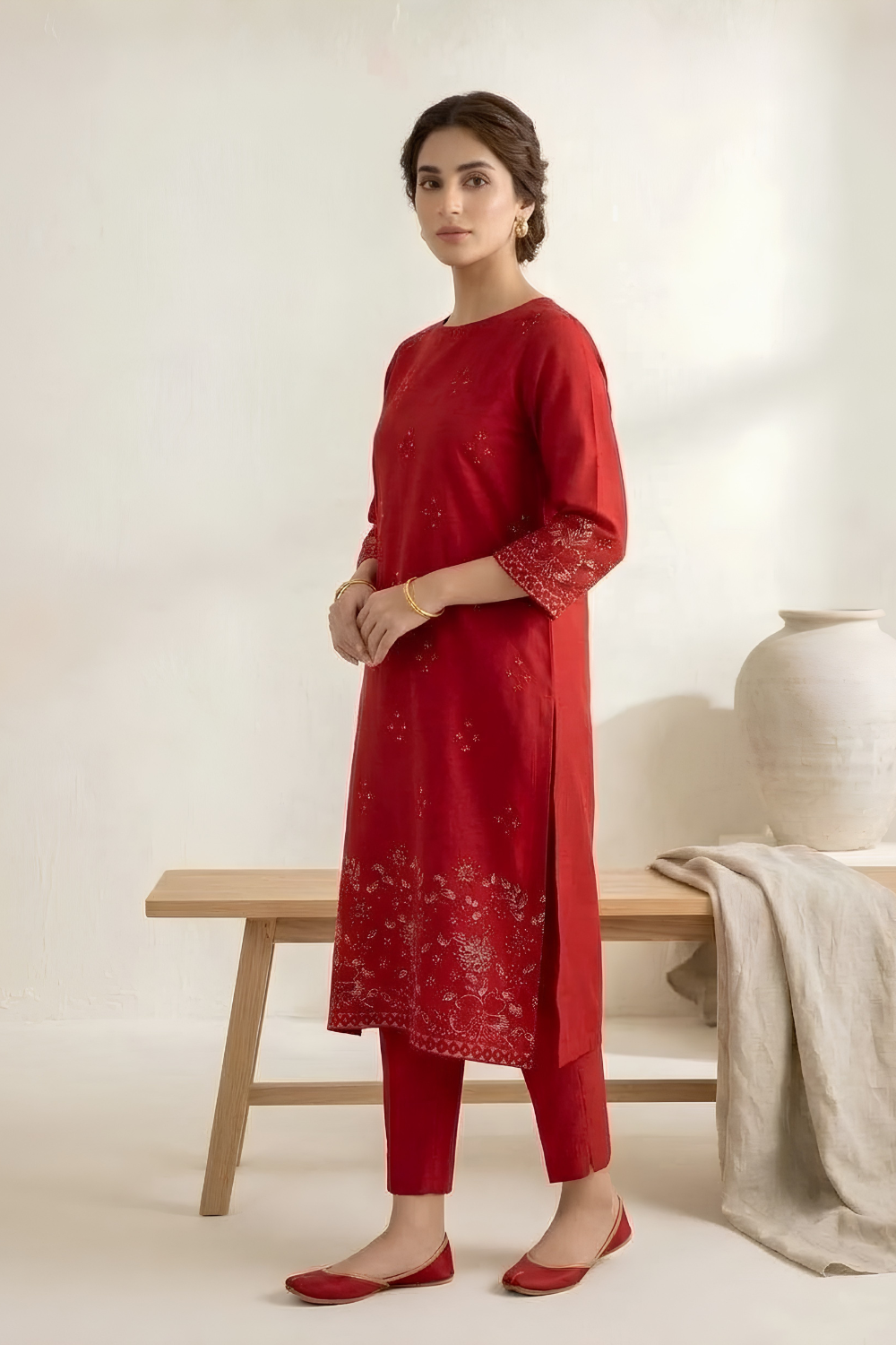 US-2PCS-1056 - Embroidered Lawn Suit - Unstitched