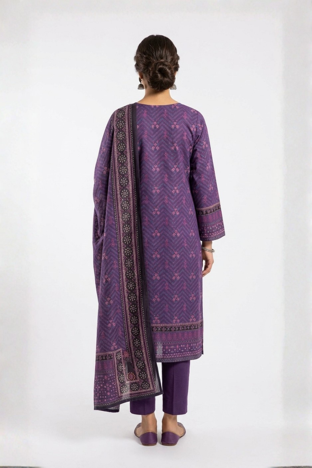 US-3PC-1017 - Printed Lawn Suit - Unstitched