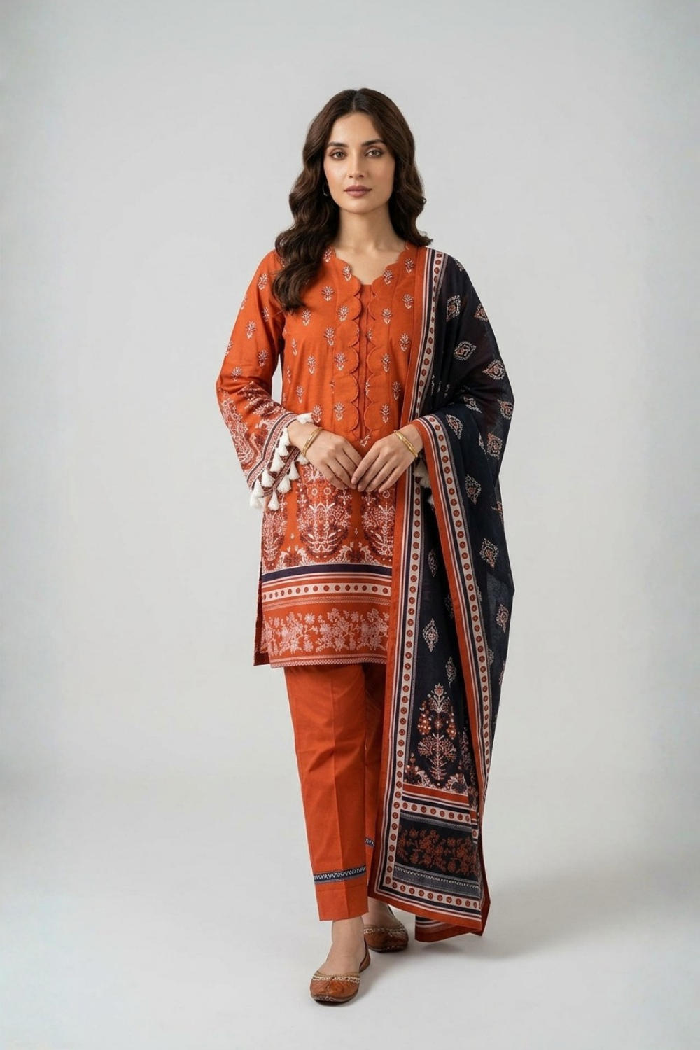 US-3PC-1020 - Printed Lawn Suit - Unstitched