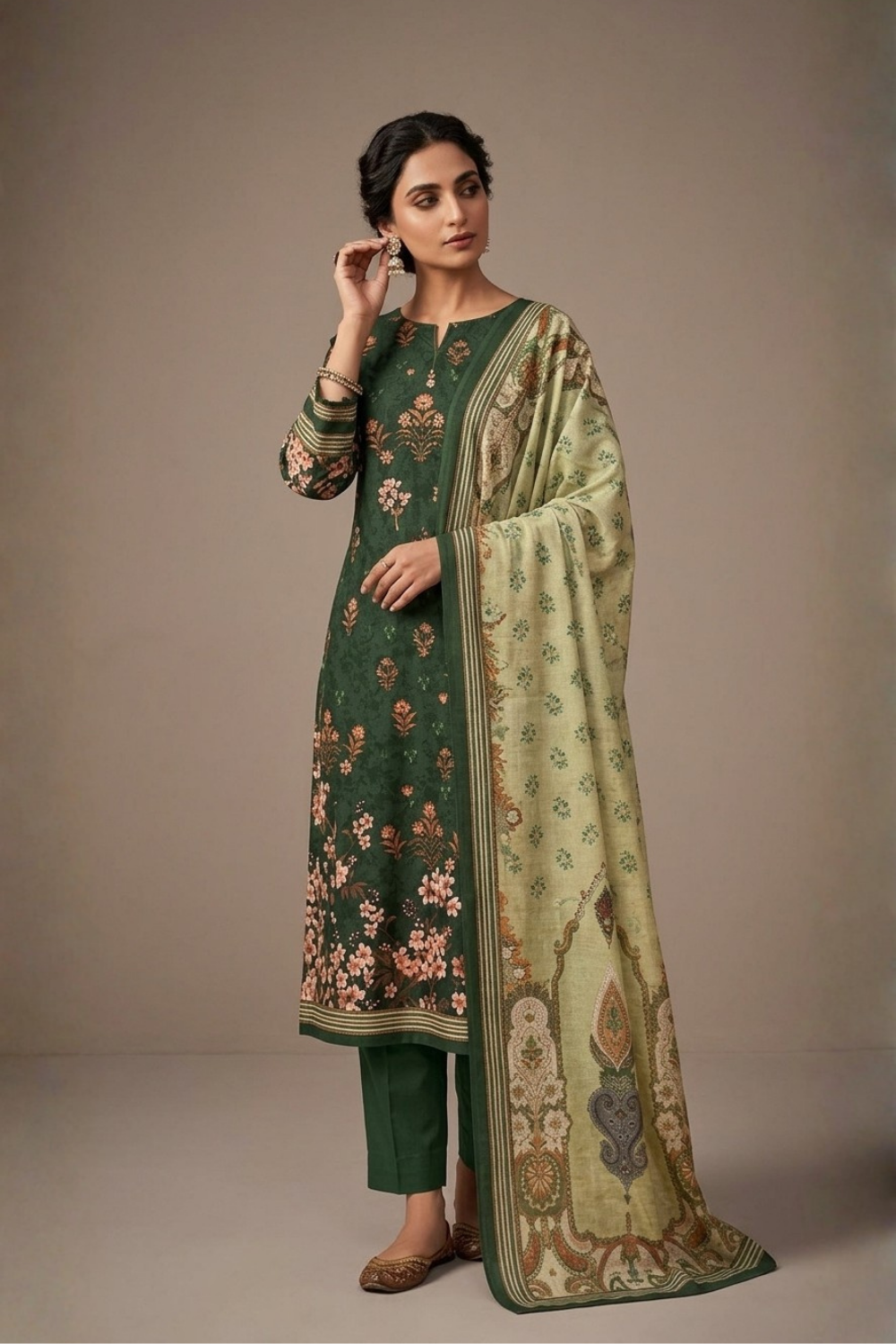 US-3PC-1022 - Printed Lawn Suit - Unstitched