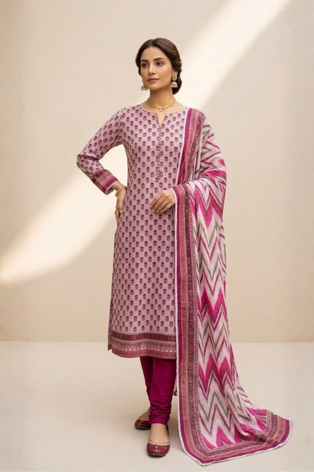 US-3PC-1023 - Printed Lawn Suit - Unstitched