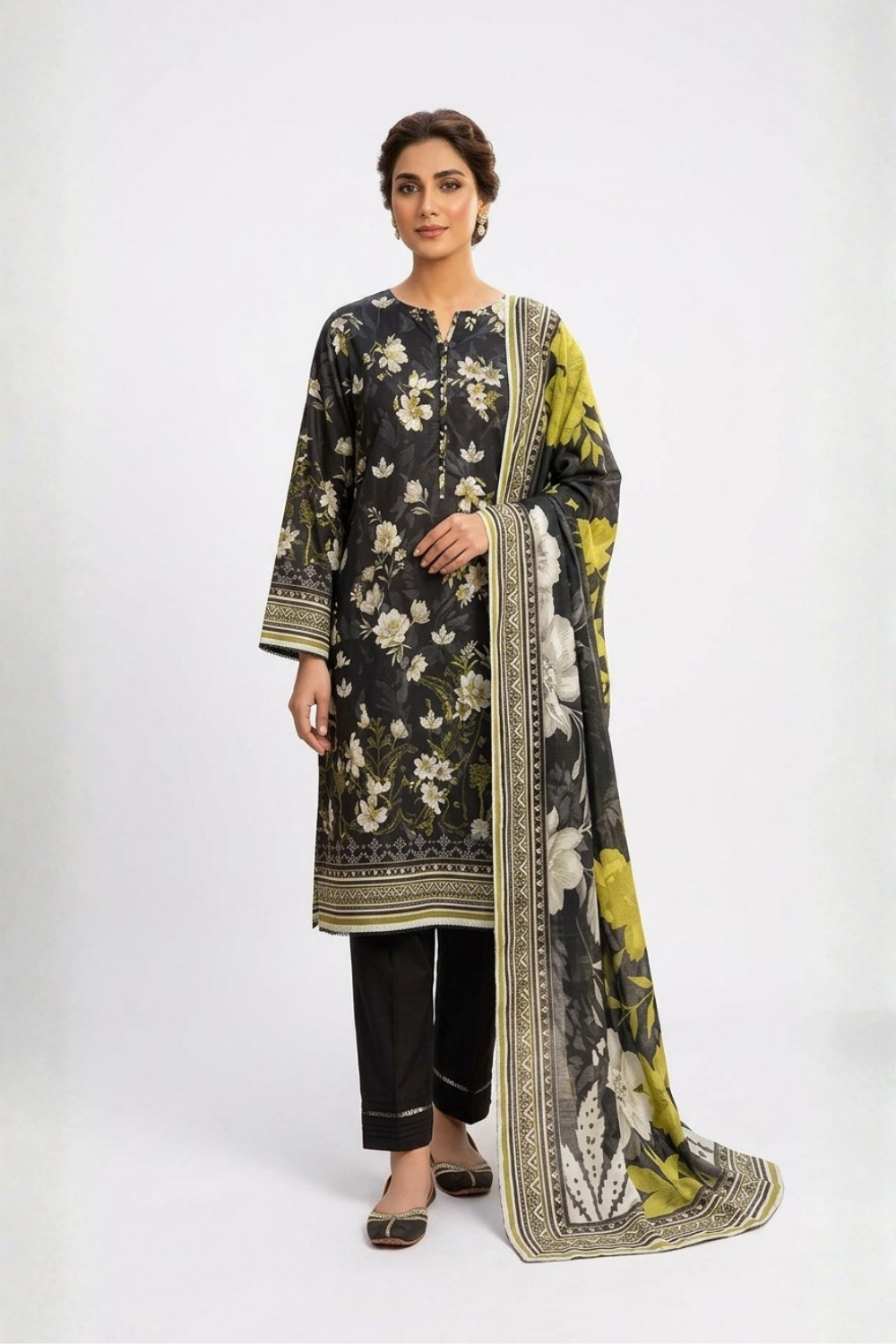 US-3PC-1032 - Printed Lawn Suit - Unstitched