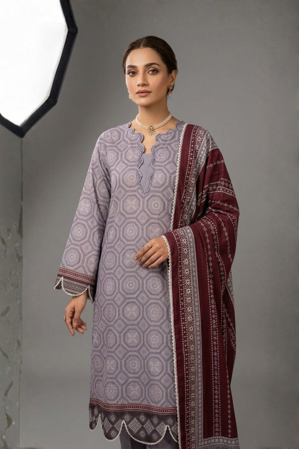 US-3PC-1033 - Printed Lawn Suit - Unstitched