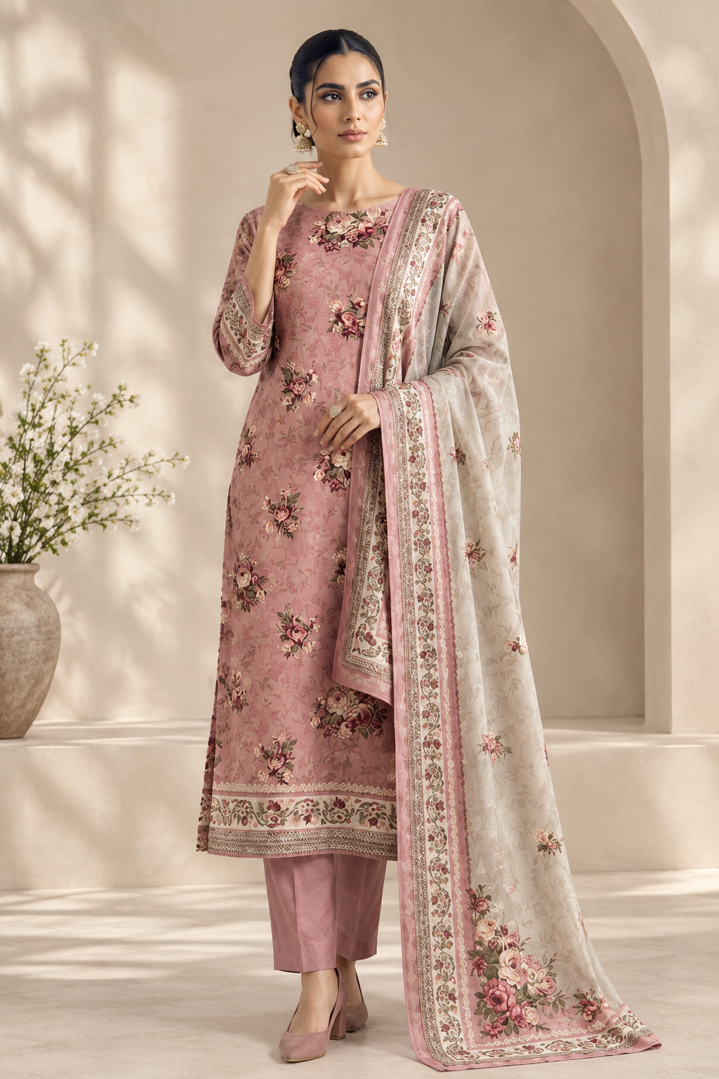 US-3PC-1044 - Khaddar Printed - Unstitched