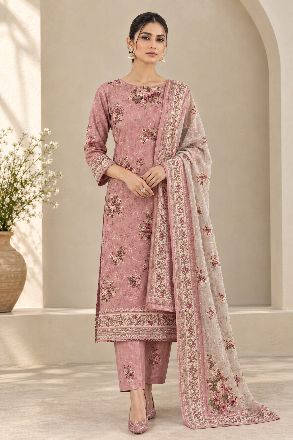 US-3PC-1044 - Khaddar Printed - Unstitched