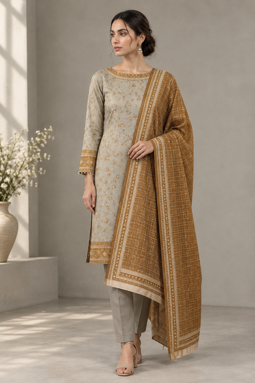 US-3PC-1046 - Khaddar Printed - Unstitched