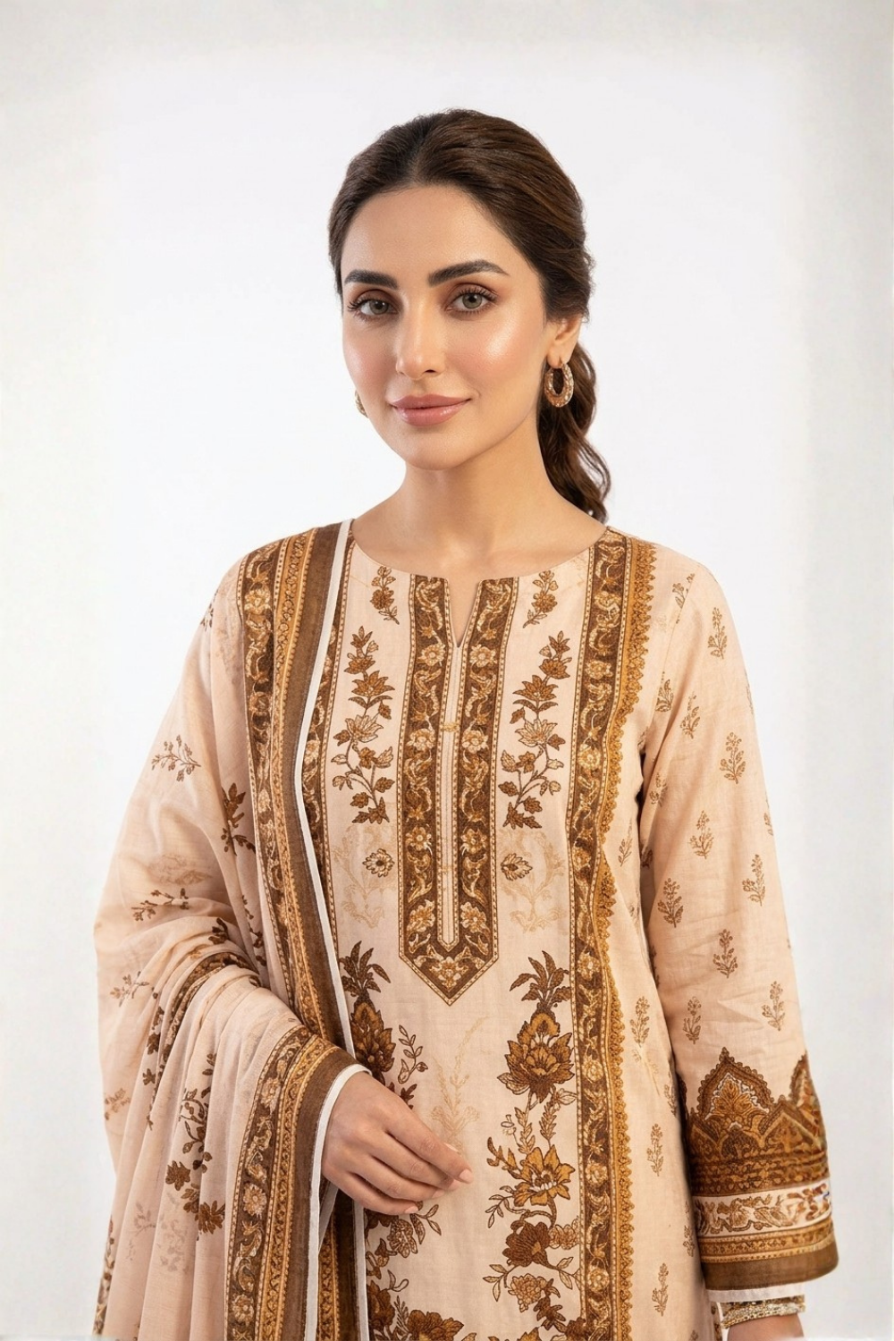 US-3PC-1007 - Printed Lawn Suit - Unstitched